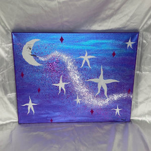 Peace Moon - 20 x 15 3/4 Blacklight Reactive + Color Changing Painting