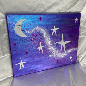 Peace Moon - 20 x 15 3/4 Blacklight Reactive + Color Changing Painting