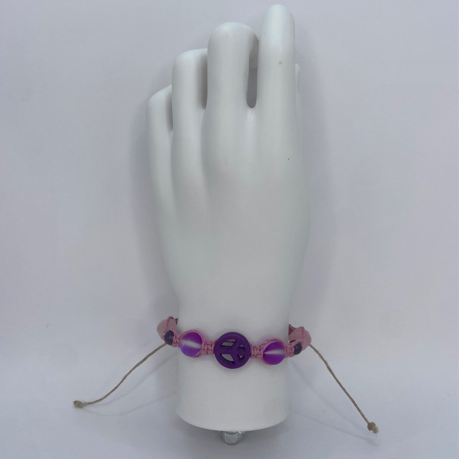 Rose Quartz & Amethyst Hemp Bracelet