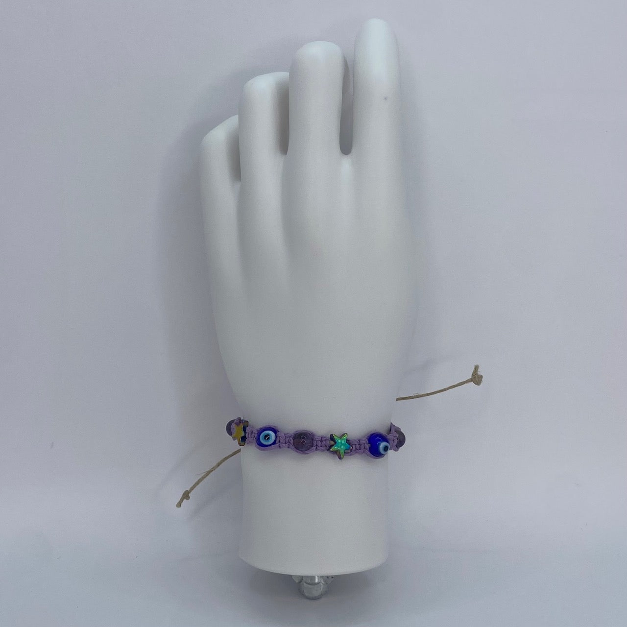 Stars & Amethyst Evil Eye Hemp Bracelet