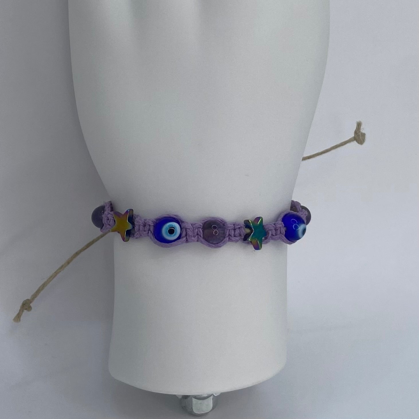 Stars & Amethyst Evil Eye Hemp Bracelet