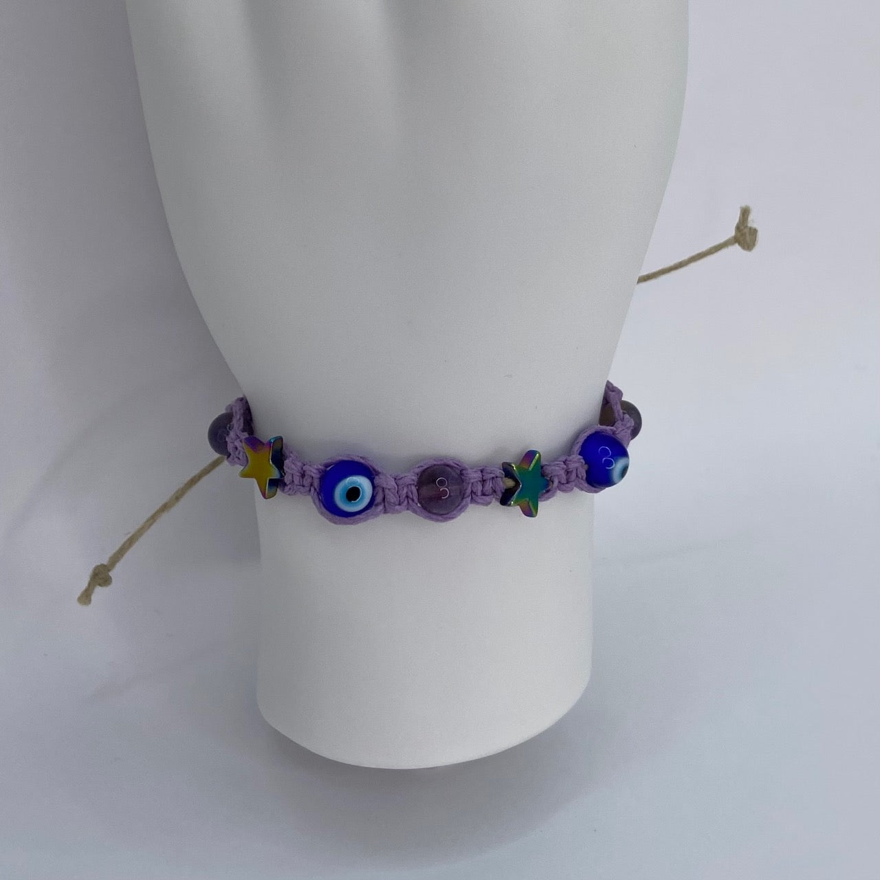 Stars & Amethyst Evil Eye Hemp Bracelet