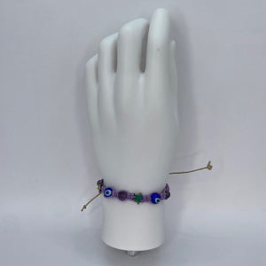 Stars & Amethyst Evil Eye Hemp Bracelet